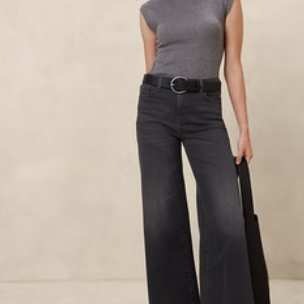 Banana Republic Women's Black Wide-Leg Jeans